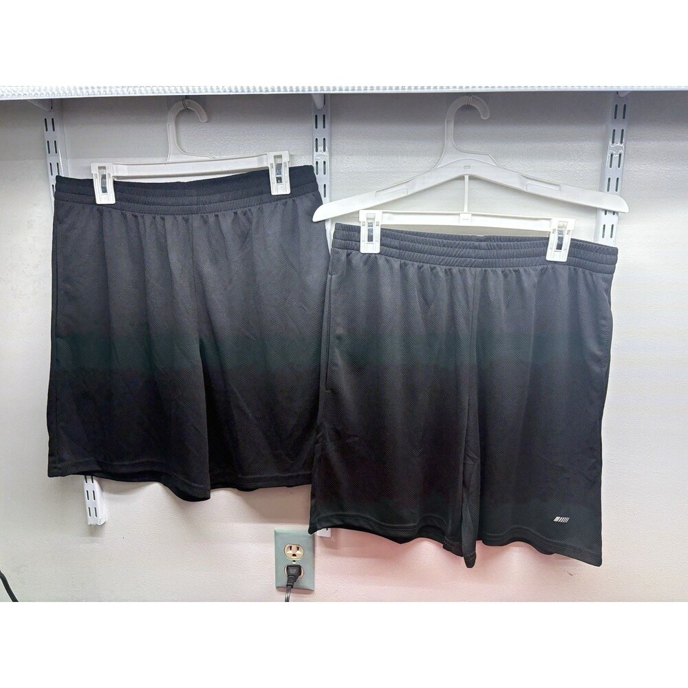 Men’s Medium Amazon Essentials Black Athletic Shorts 2 Pk Pockets 6” Inseam NEW